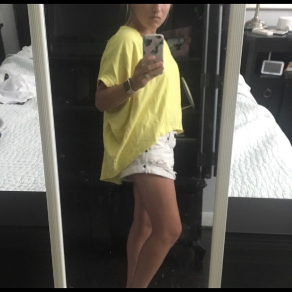 Fluxus High Low Cropped Neon Yellow Sweatshirt - Picture 3 of 8